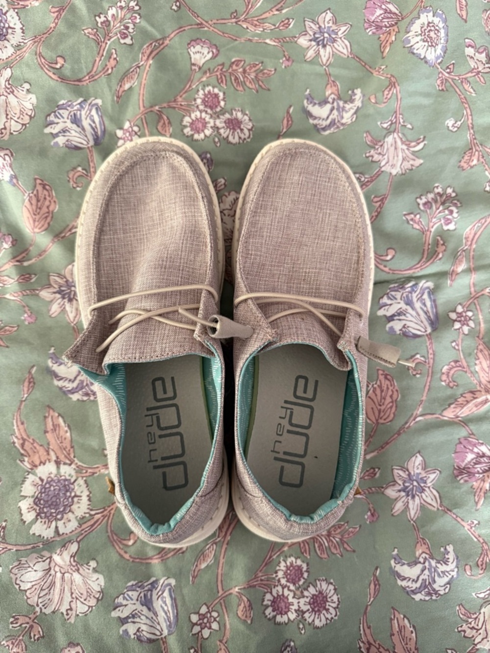 Hey Dude Lightweight Beige Canvas Slip-On Loafers for women